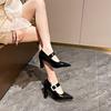 Large Size Women's Pumps Spring Autumn New Luxury  Brand High Heels Woman Patent Leather Buckle Strap Party Shoes