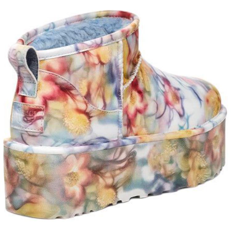 UGG Classic Ultra Mini Platform Boot Collina Strada Light Blue Floral Unisex Sneakers 1170171-LLF