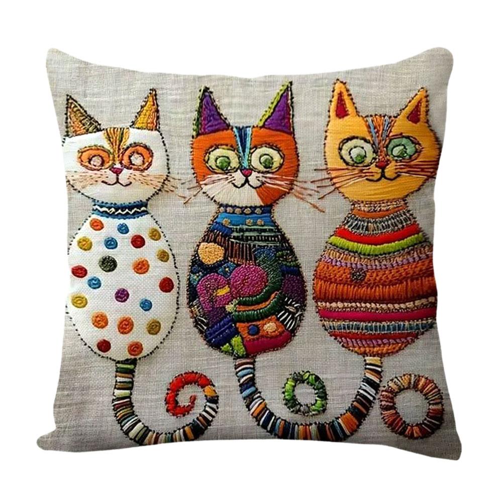 

Cute Cat Pillowcase 2D Flat Printed Cushion Cover Aesthetic Sofa Decorative Pillow Cover For Living Room Bedroom Home Decoration