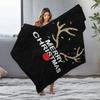 Tuniu Merry Christmas Black Throw Blanket Santa Claus Reindeer Festive Gift for Home Decoration