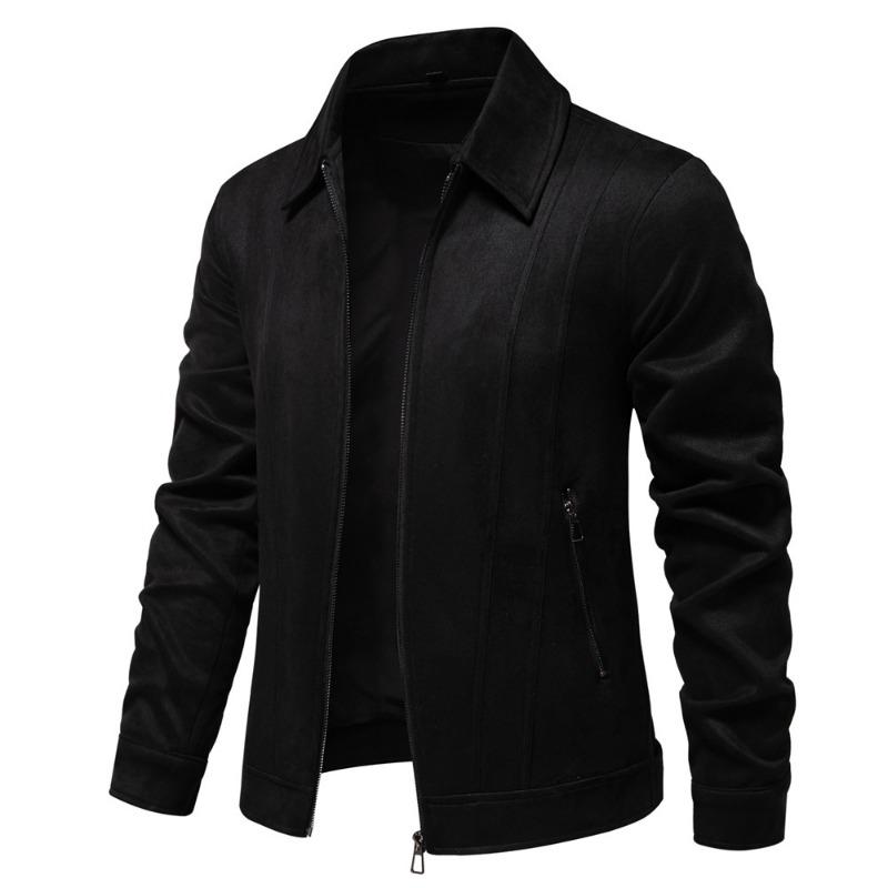 Men’s Suede Turn Down Collar Outdoor Jacket