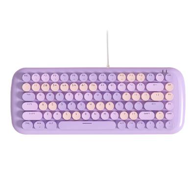 Glowing 84-Key Mechanical Keyboard with Mixed Colors, Supporting Wireless Bluetooth and Wired Connection, Designed for Women In Office and Gameplay