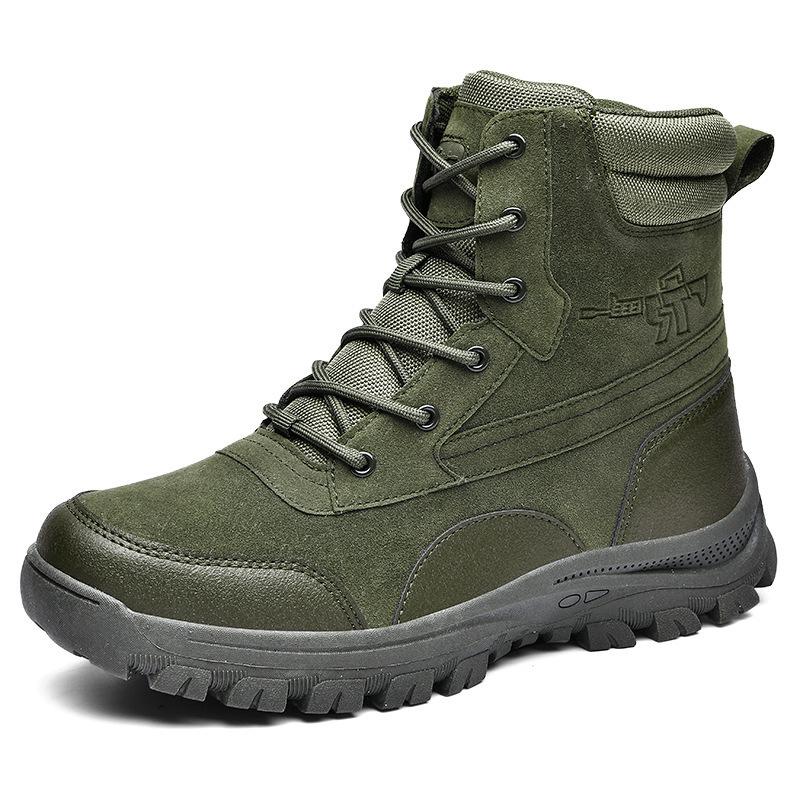 High Top Rubber Sole Outdoor Hiking Shoes Large Size Winter Warm Boots Tactical Training Men's Breathable Martin Shoes