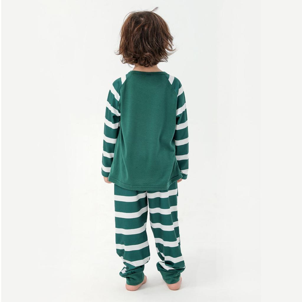 Christmas Family Matching Pajamas Set Cartoon Print Striped Long Sleeve Sleepwear for Men Women Children Family Pajamas