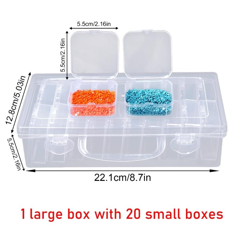 Clear Stackable Craft Box Set 20 Pack Lid Container for Beads Organization Jewelry Making Tackle Small Parts Storage