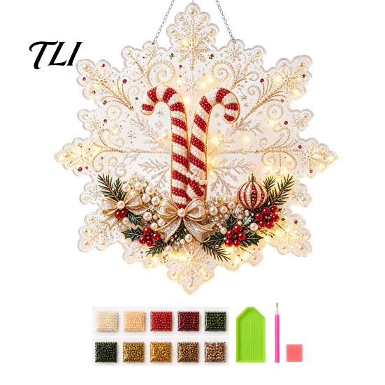 Dekorative hängende Fensterkunst Weihnachten Perlmutt-Malerei Suncatcher-Kit, Acryl-Schneeflockenform-Platte Anfängerfreundliche Aktivitäten mit Spitzenrand,