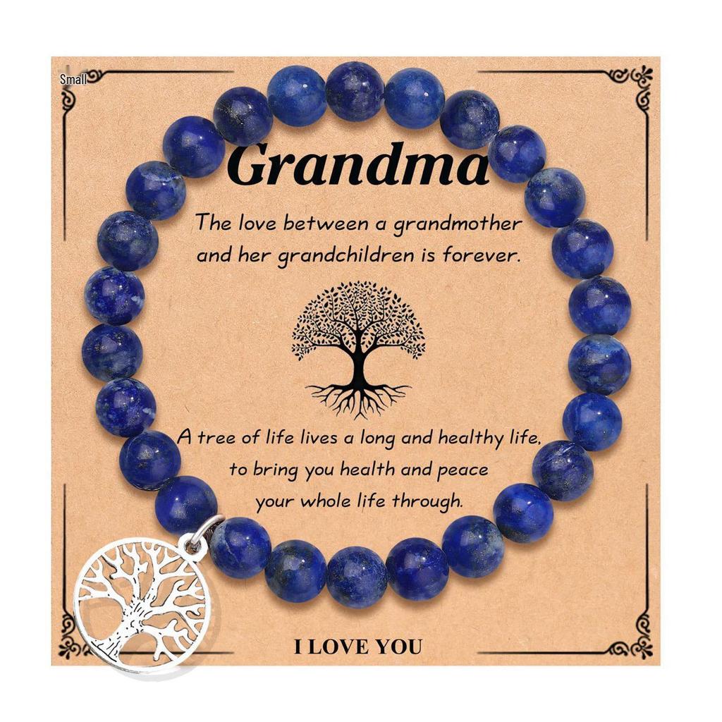 Purple Agate & African Turquoise Lapis Lazuli Tree of Life Beaded Bracelet - Christmas Gift