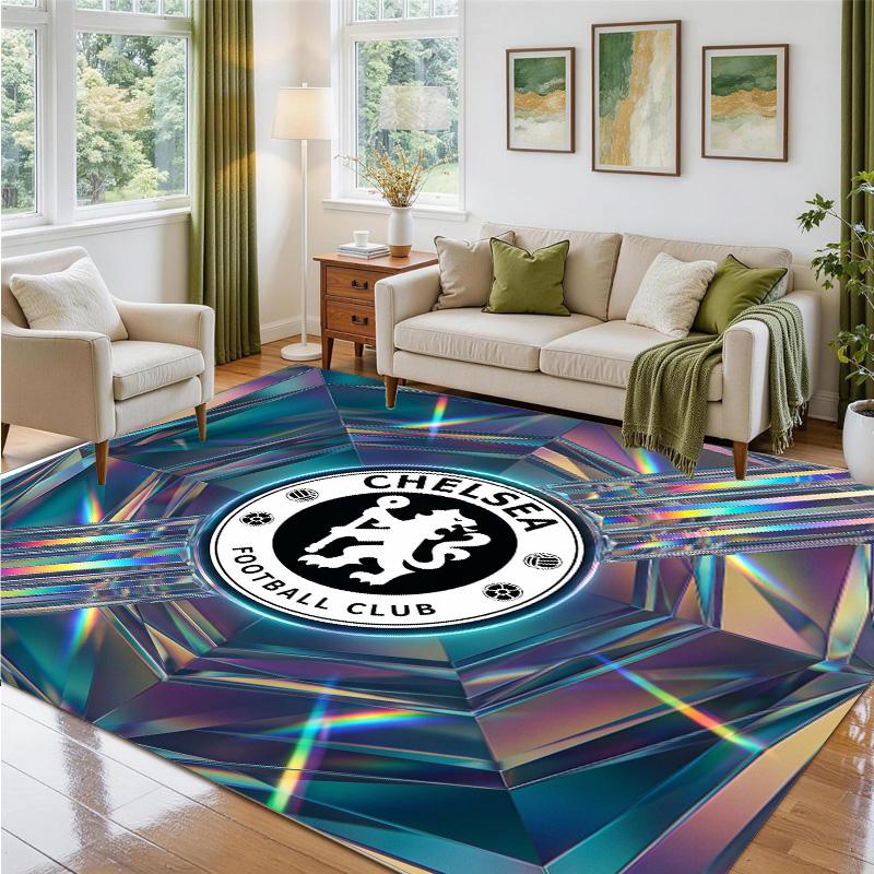 Chelsea FC Design Crystal Velvet Rug Soft Decorative Mat for Bedroom Entrance