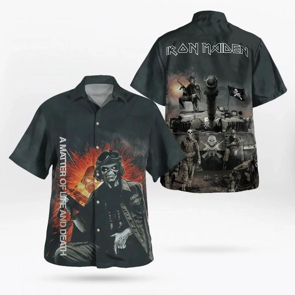 Iron Maiden 8211 Вопрос жизни и смерти 2006 Гавайская рубашка Рубашка Алоха Унисекс Футболка XL