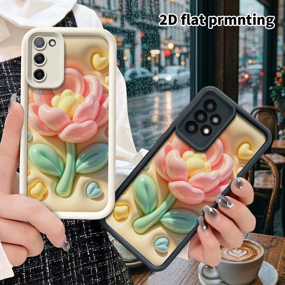 Phone Case: 2D flat, suitable for Samsung Galaxy A34 A35 M05 M06 S20 S22 S21 FE Plus 5G protective case, pink tulip, perfect Christmas and Halloween h