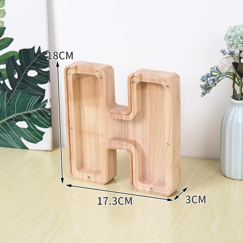 Alphabet Wooden & Acrylic Piggy Bank for Kids - Transparent Animal Design