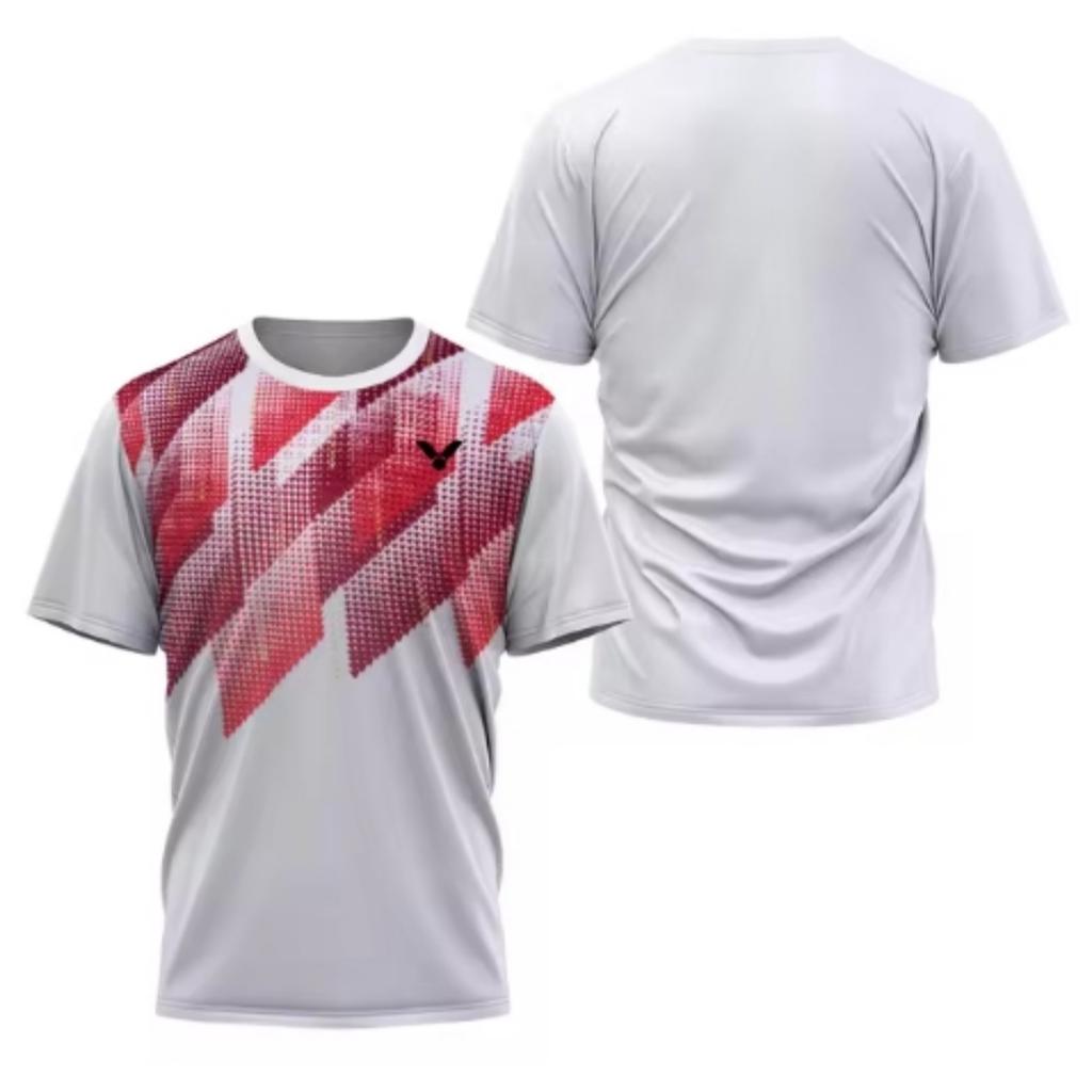 Laser Neon Print Men's Badminton T-Shirt Luxury Brand Short Sleeve Men's Summer Table Tennis T-Shirt Quick Dry Short Sleeve Tee