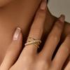 Finger Ring Adjustable Open Design Multi-Layer Interlaced Winding Shape Finger Band with Full Rhinestone Inlay Jewelry Gift