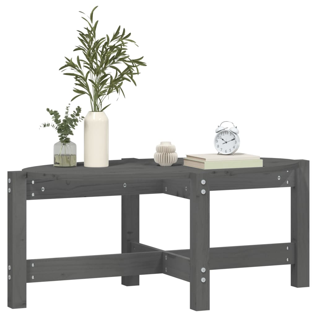 Coffee Table Gray 87 x 48 x 35 cm Solid Pine Wood