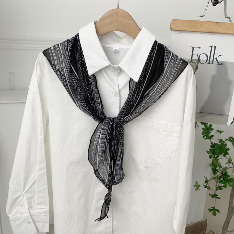 Cashew flower silk scarf new simple printing headscarf decorative scarf scarf small shawl triangular scarf tied waist