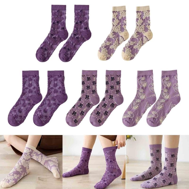 Womens Cotton Socks, 1 Pair Womens Fun Novelty Crew Colorful Patterns Soft Breathable Fashion Casual Socks