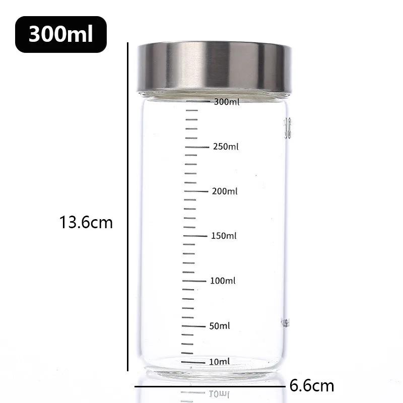 1Pcs High Borosilicate Glass Bottle Leak-proof Bottle Brewing Wine Bottle with Scale Coffee Cup Household Travel Fluid Container