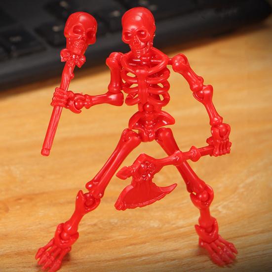 Movable Articulated Human Skeleton Assembly Skeleton Action Figure Collectible Skeleton Figure Wearing Multiple Weapon Sets for Collectors Desktop