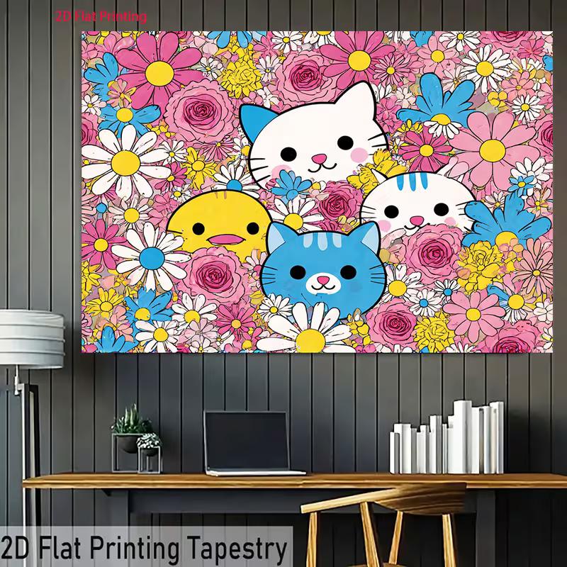 2D Flat Floral Animal Banner for Birthday Party, Baby Shower & Themed Events 47.2x31.5inch/120*80cm