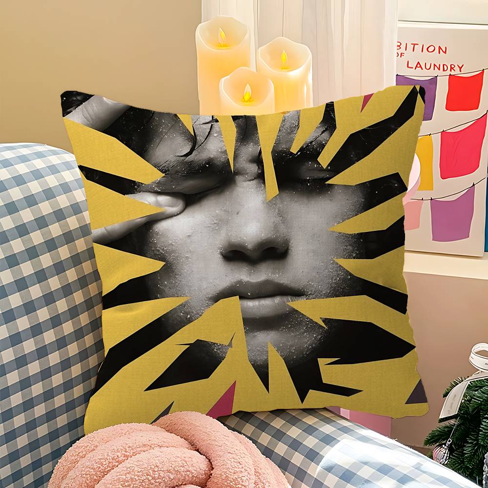 

D-Dominic Singer F-Fike Cushion Cover Polyester Sofa Cushions Decorative Throw Pillows Home Decoration Pillowcover 12x12Inch