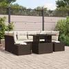 7 Piece Sofa Set with Cushions in Brown and Cream Poly Rattan
