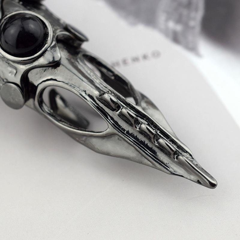 Vintage Punk Svart Skjelett Fingerring For Kvinner Drageklo Knokkelrustning Gotisk Bevegelige Leddringer Smykketilbehør