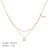 Exquisite Double Layer CZ Diamond & Gold Bead Clavicle Necklace, Stainless Steel Vacuum Plated Color Retention Jewelry