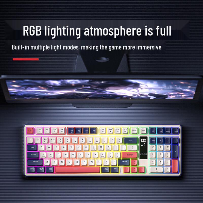 AOC GK320 Tri-Mode Gaming Keyboard - Purple Fantasy Cyan