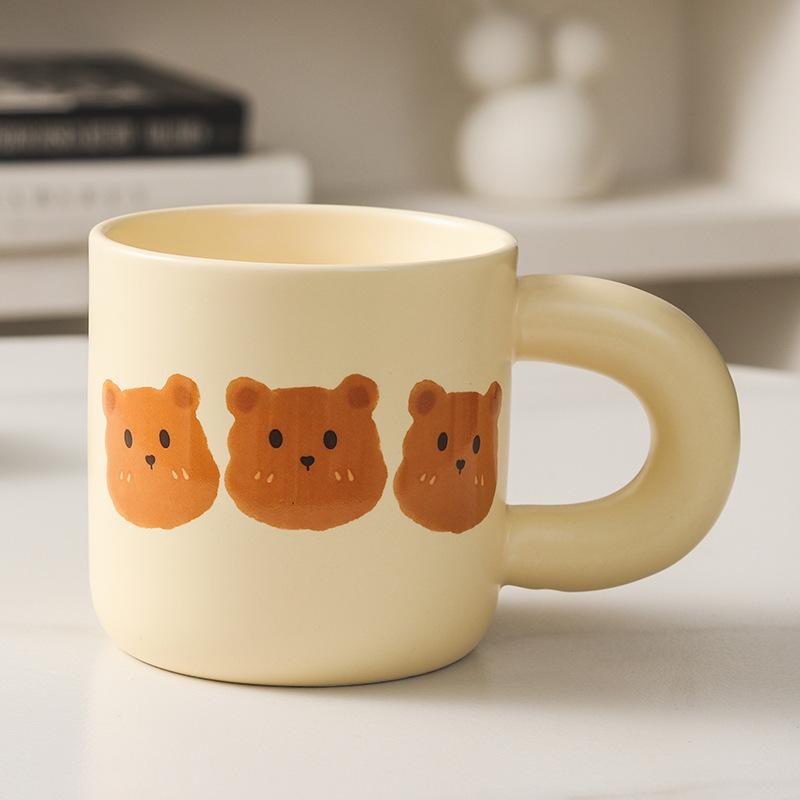 Bear Ceramic Mug Cute Cartoon Creative High Looking Household Coffee Couple Breakfast Cup Gift