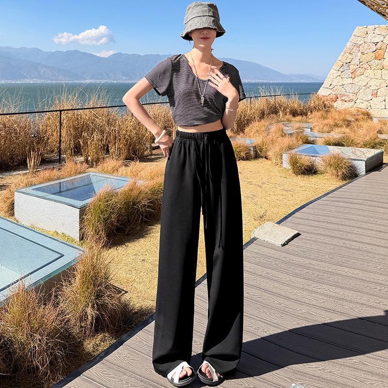 2026 Women s High-Waisted Linen Wide-Leg Pants - Spring Drapey Style, Loose and Casual 2XL