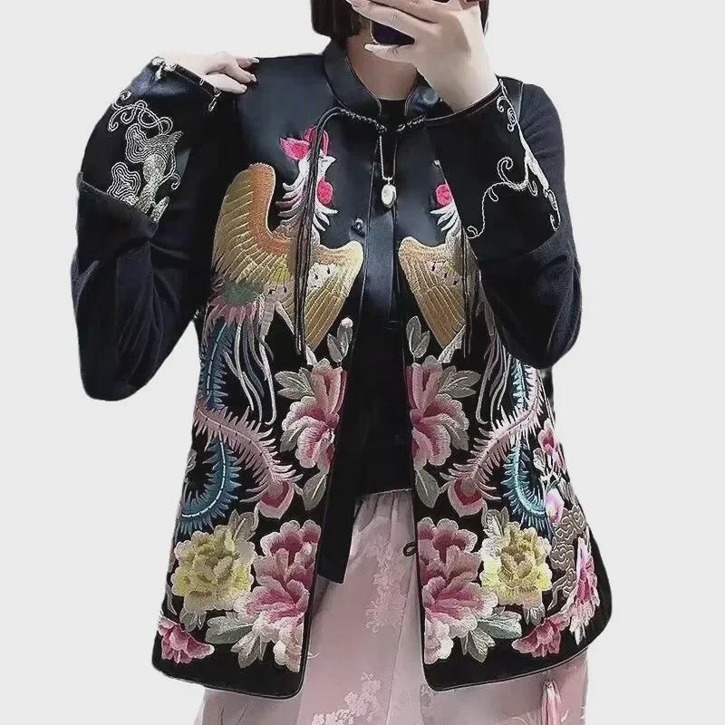 2024 Dámská vesta ve stylu čínského národního kroje s výšivkou fénixe - Jarní/letní edice