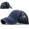Washed cross ponytail baseball cap hat women's summer spring and autumn old outdoor sunscreen cap solid color cap