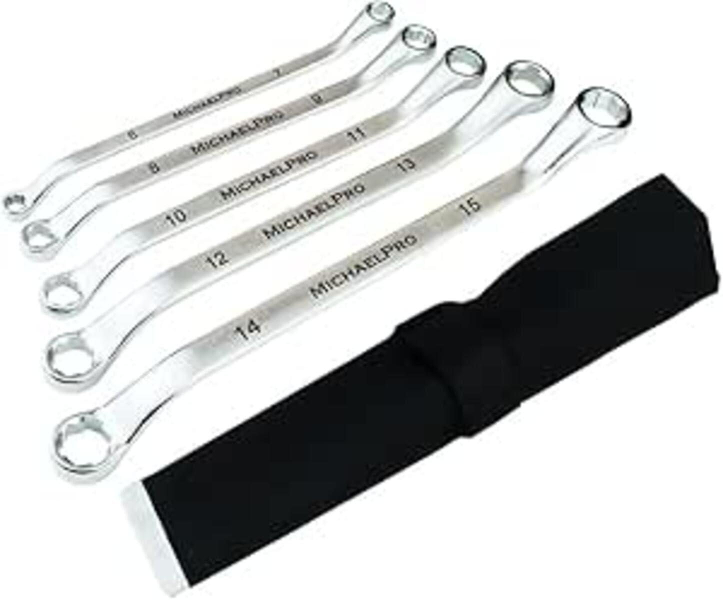 

Michael Pro MP001034 Open End Wrench Set with Double Ring Offset Ring and Swan Neck Includes Roll Ideal for Car and 5-Piece (8x10, 12x13, 14x15,
