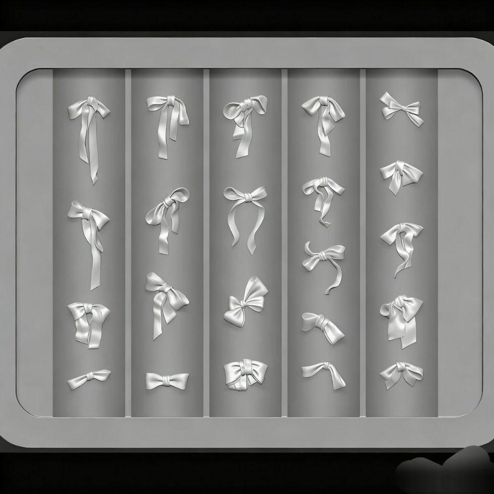 Handgefertigte Seidenband-Schleife Nagelkunst Silikonform – Hohe Transparenz