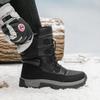 Winter Men's Snow Boots Women Waterproof High Sole Boots Plush Super Warm Boots Outdoor Fashion Couple Black Boots Size 36-46