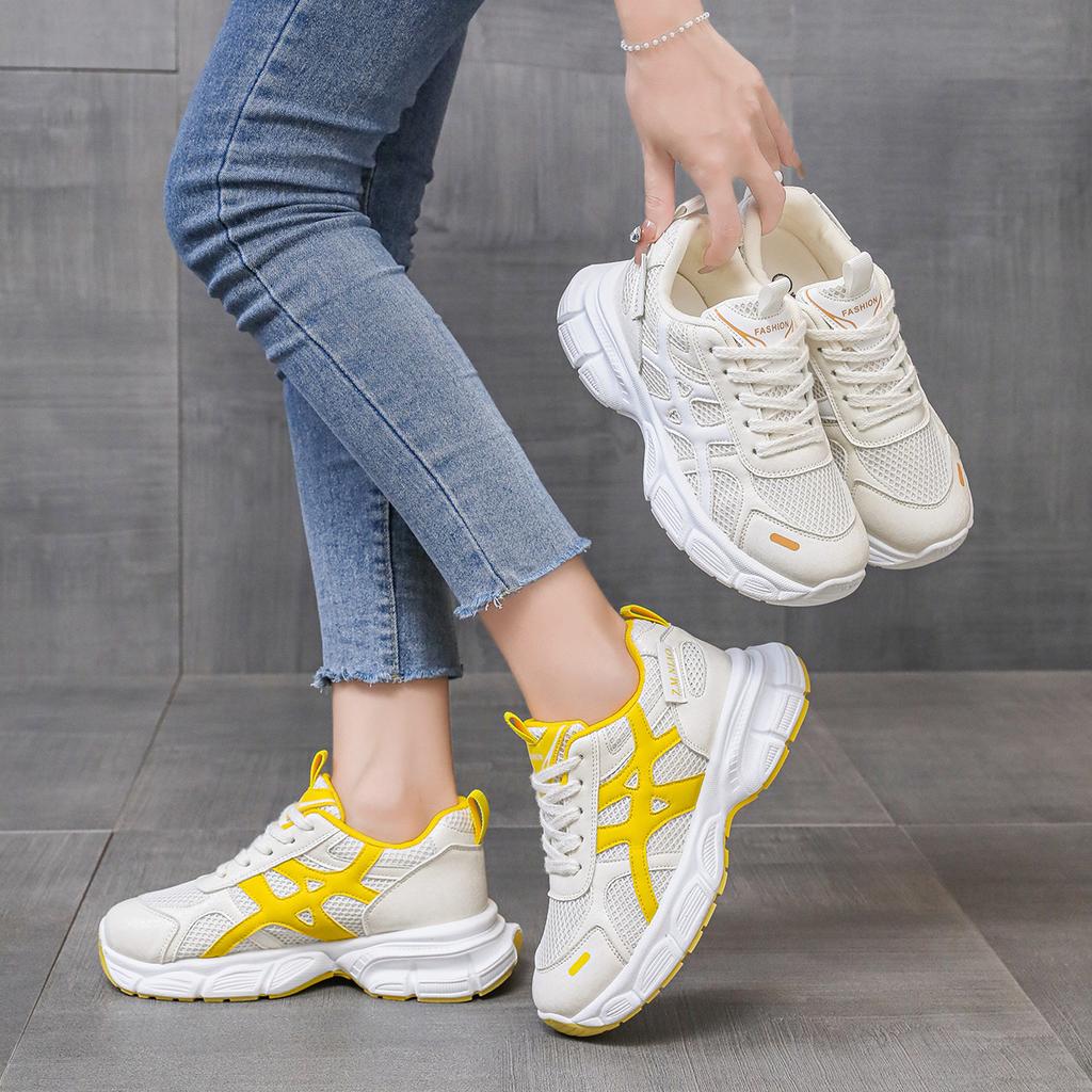 Leather Trend Fried Street Breathable Hollow Dad Shoes Women 2025 New Summer Sweet Cool Thick-soled Mesh Versatile Sports Shoes