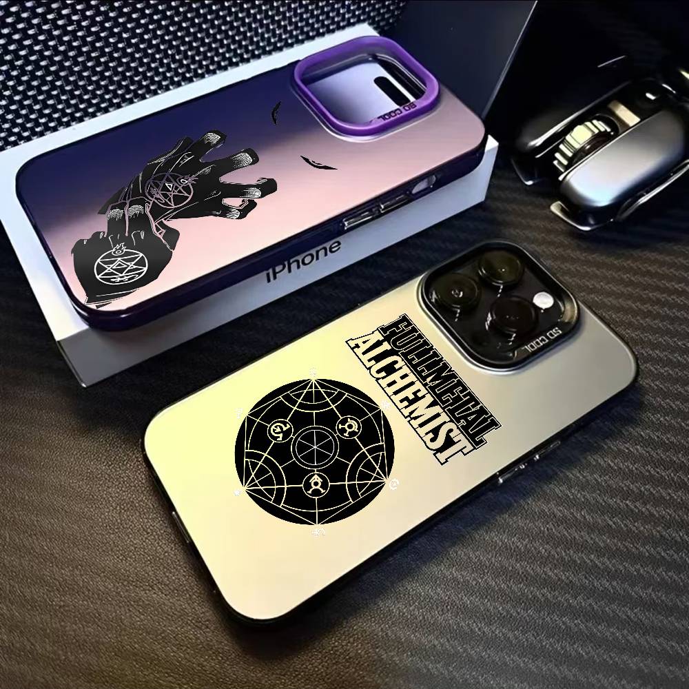 Anime F-Fullmetal Alchemist Phone Case For iPhone 17 16 15 14 13 12 11 Pro Max Air Multicolor Matte Laser Metallic Aurora Funda