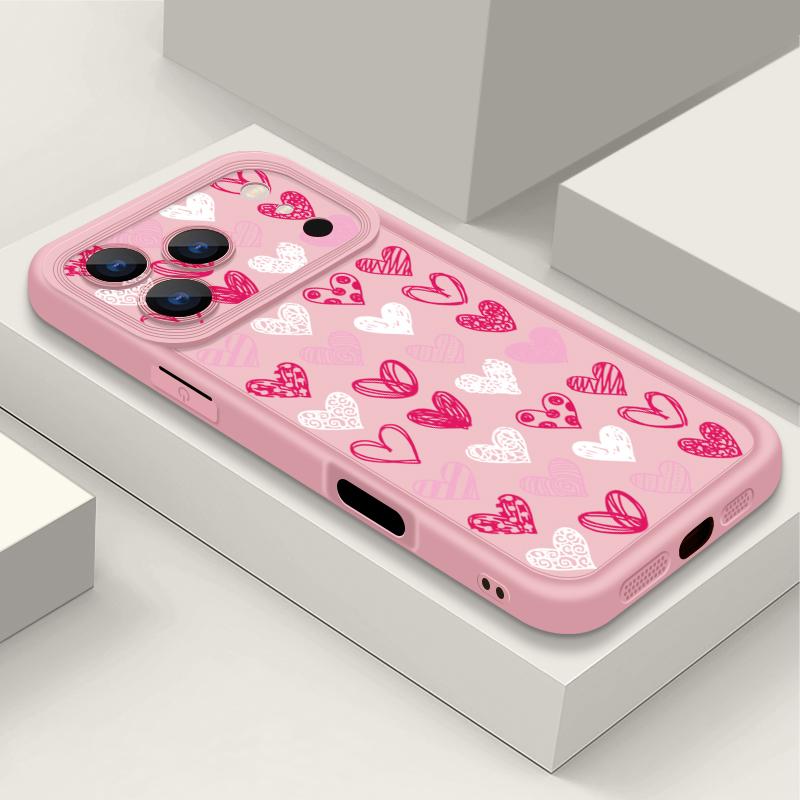 Soft TPU Phone Case For iPhone 17 Pro 15 16 Pro Max 14 13 Pro Max 16e 17e Love Hearts Printed Candy Color Silicone Back Cover