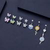 Flower Body Piercing Jewelry Sunflower Heart Belly Button Ring Zircon Navel Ring Party Decoration