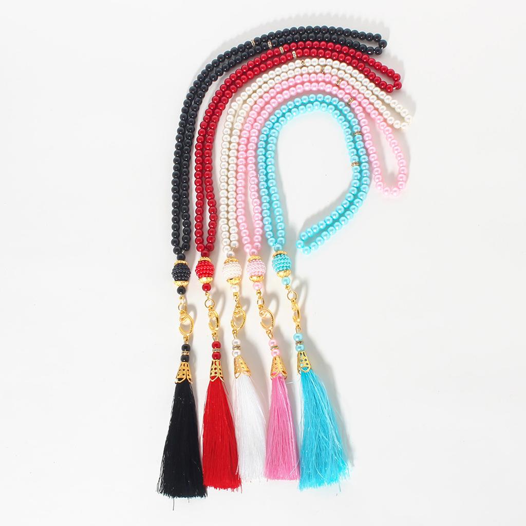 Multicolor Islamics Prayer Beads Sturdy Glass Tasbih Hand Strung Set of 8 for Spiritual Practice Jewelry Accessory