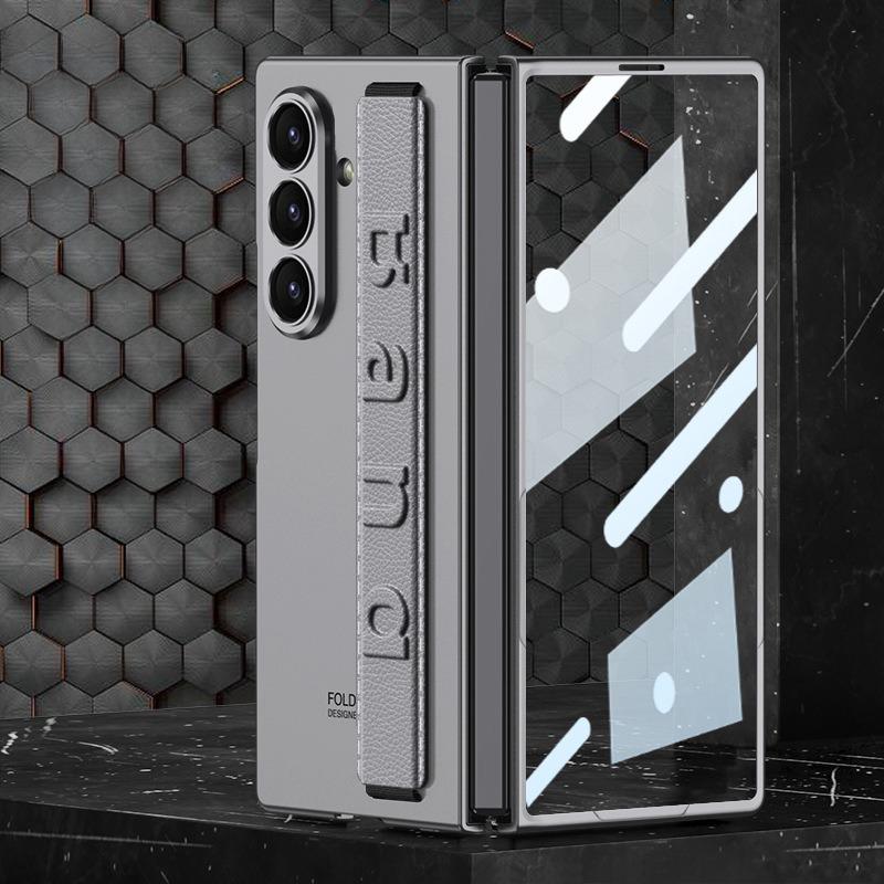 Samsung Mobile Phone Case Fine Hole Case Film Integrated Z Fold8Ultra Elastic Wristband Anti-drop Protective Cover Cross-border