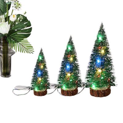 3 Stück Mini-Weihnachtsbaum Künstlicher Miniatur-Weihnachtsbaum Bunte LED-Lichter Grüner Weihnachtsbaum Tischdekoration Weihnachten
