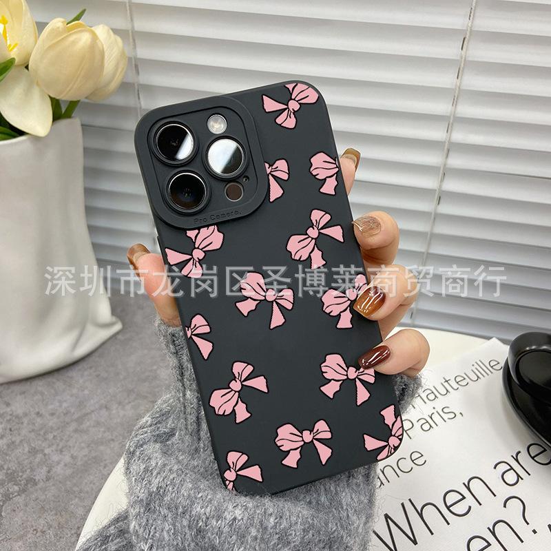 Pink bow for Apple 15 mobile phone case iphone12promax set 14/13/11/XSMAX pupil eye 16