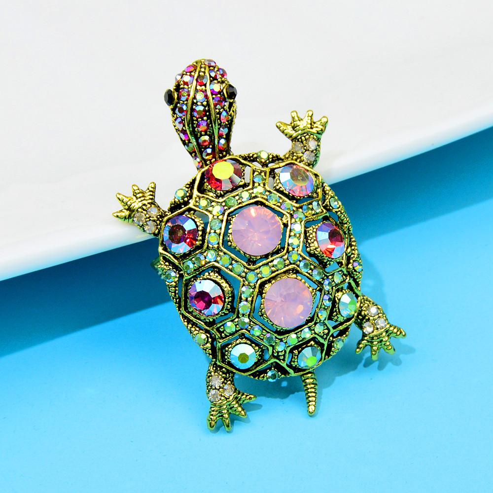 New Rhinestone Beautiful Turtle Brooches For Women Fashion Vintage Animal Pin