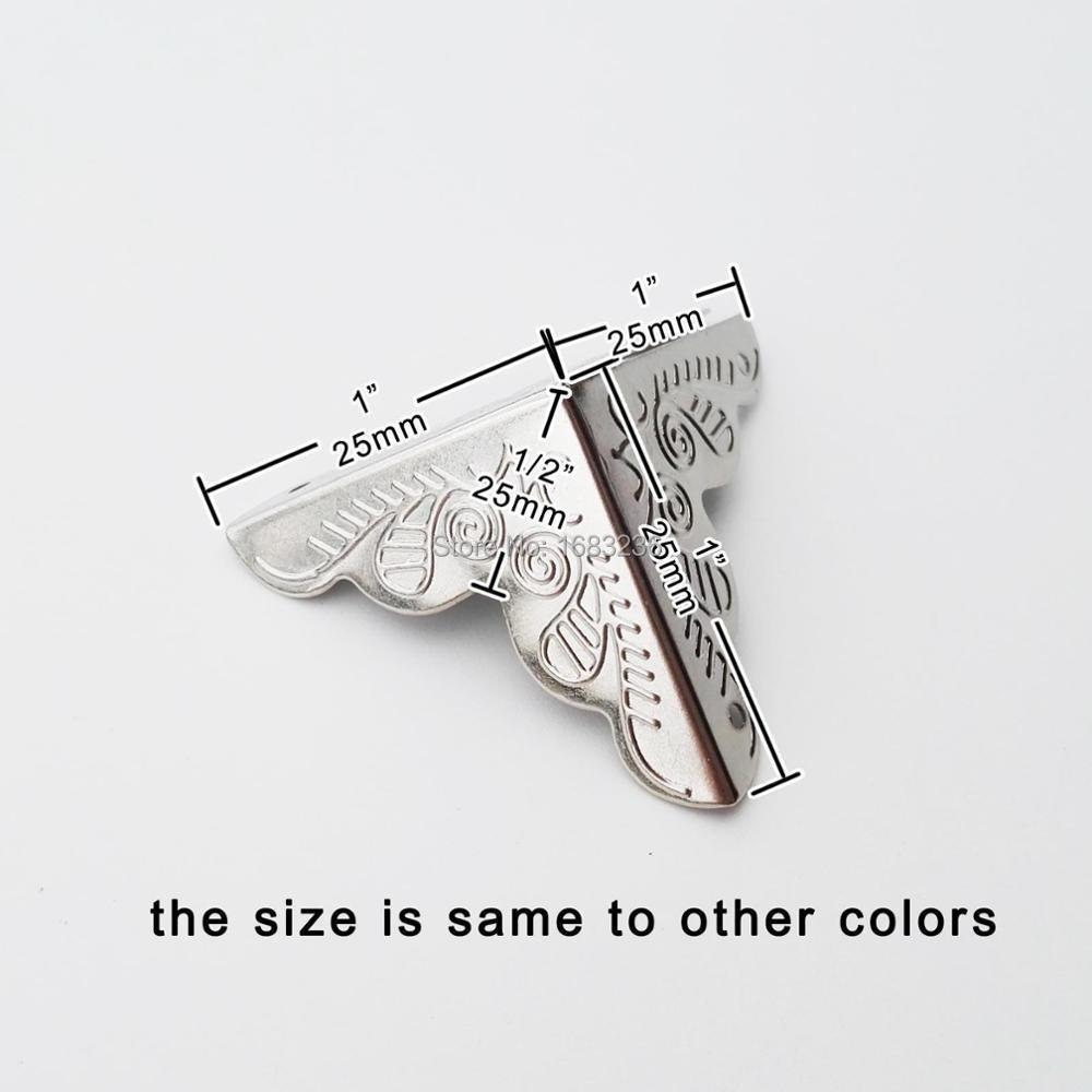 12 Pcs Decorative Antique Brass Golden Silvery Jewelry Wine Gift Box Wooden Case Chest Edge Cover Corner Protector Guard with Nails