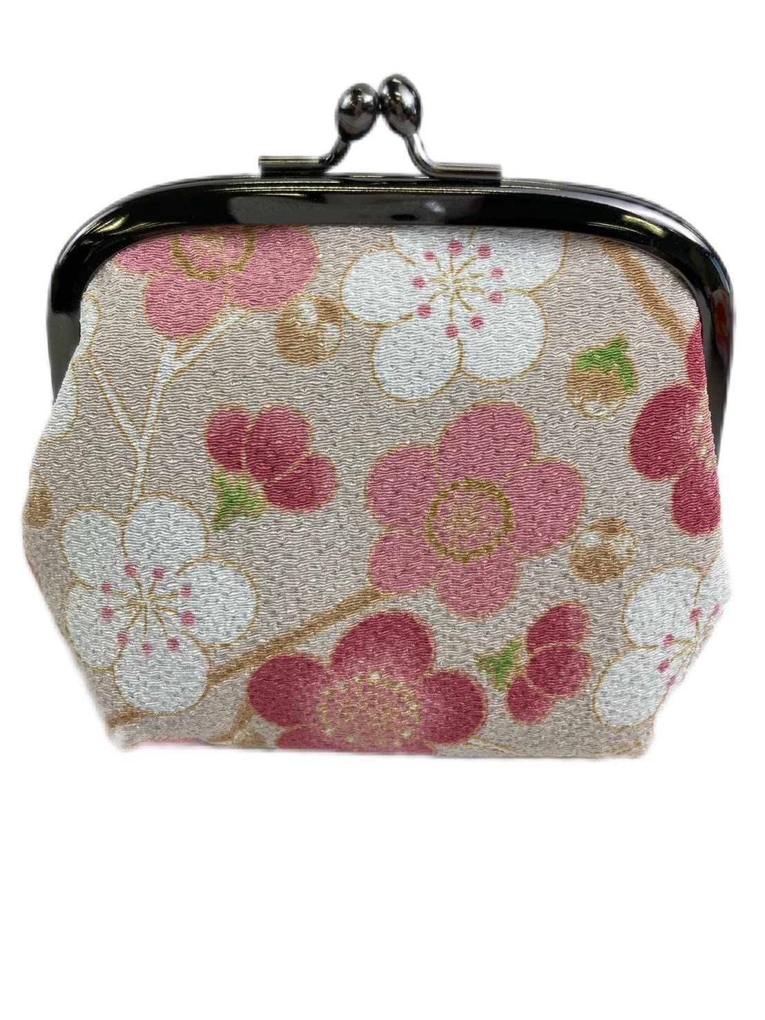 

Uni Made in Futago Japanese Puffy Clasp Pouch Plum (0217-1) Seni, Japan, Chirimen, Pattern, 3.6-inch [Modern Blossom/Pink]