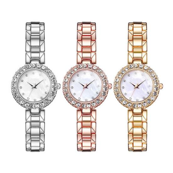 Ladies Bracelet Watch Rhinestone Quartz Analog Watch Sparkling Round Dial Wristwatch for Women Daily Party Date Wear