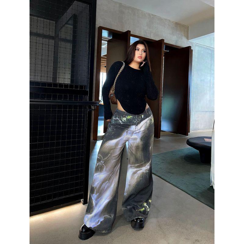Brother Nan Loose-Fit Sexy Washed Stylish Denim Female Plus Size High Waist Loose Plus Size Ladies Slim Looking Loose Pants New Arrival