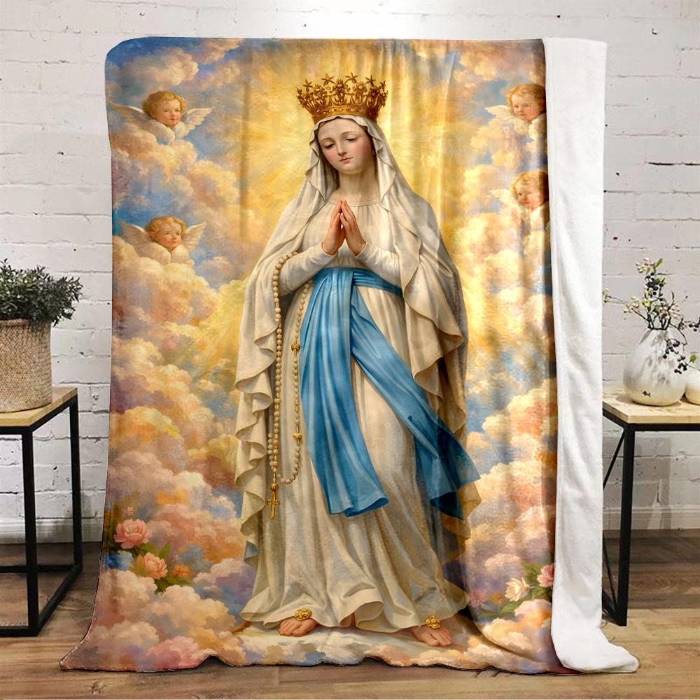 Heavenly Angelic Figure with CrownFlannel blanket for bedroom, living room, sofa, and nap