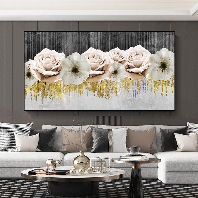 Abstract Golden Feathers Canvas Painting Wall Art Gold Leaves Posters and Prints for Living Room Office Wall Decor No Frame